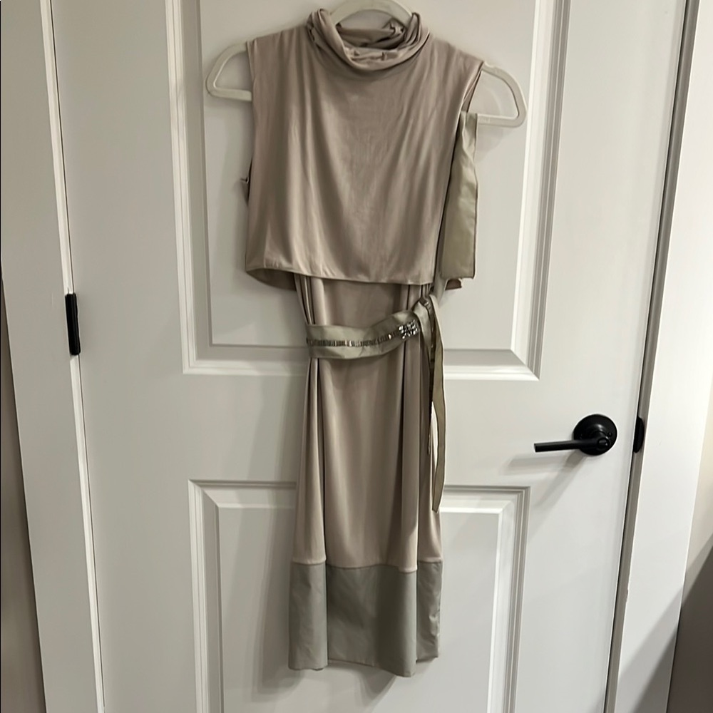 MaxMara Cream Sheath Dress with Cowl Neck